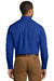 Port Authority W100/TW100 Mens Carefree Stain Resistant Long Sleeve Button Down Shirt w/ Pocket True Royal Blue Model Back