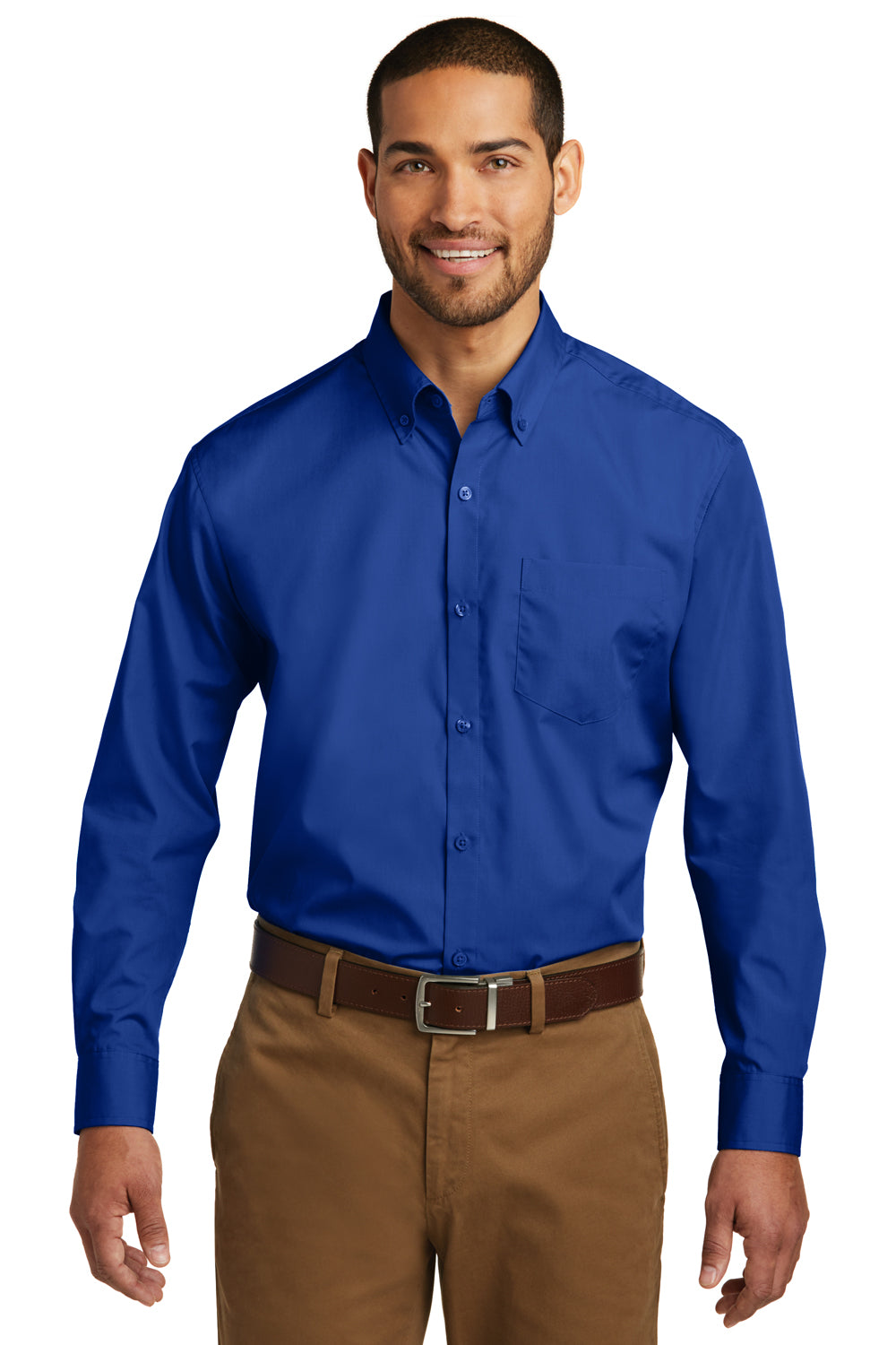 Port Authority W100/TW100 Mens True Royal Blue Carefree Stain Resistant Long  Sleeve Button Down Shirt w/ Pocket — BigTopShirtShop.com