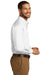 Port Authority W100/TW100 Mens Carefree Stain Resistant Long Sleeve Button Down Shirt w/ Pocket White Model Side