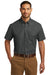 Port Authority W101 Mens Carefree Stain Resistant Short Sleeve Button Down Shirt w/ Pocket Graphite Grey Model Front