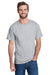 Hanes W110 Mens Workwear UPF 50+ Short Sleeve Crewneck T-Shirt w/ Pocket Light Steel Grey Model Front