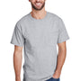 Hanes Mens Workwear UPF 50+ Short Sleeve Crewneck T-Shirt w/ Pocket - Light Steel Grey