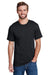 Hanes W110 Mens Workwear UPF 50+ Short Sleeve Crewneck T-Shirt w/ Pocket Black Model Front