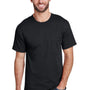 Hanes Mens Workwear UPF 50+ Short Sleeve Crewneck T-Shirt w/ Pocket - Black