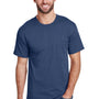 Hanes Mens Workwear UPF 50+ Short Sleeve Crewneck T-Shirt w/ Pocket - Navy Blue