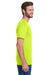 Hanes W110 Mens Workwear UPF 50+ Short Sleeve Crewneck T-Shirt w/ Pocket Safety Green Model Side