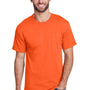 Hanes Mens Workwear UPF 50+ Short Sleeve Crewneck T-Shirt w/ Pocket - Safety Orange