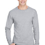 Hanes Mens Workwear UPF 50+ Long Sleeve Crewneck T-Shirt w/ Pocket - Light Steel Grey