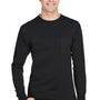 Hanes Mens Workwear UPF 50+ Long Sleeve Crewneck T-Shirt w/ Pocket - Black