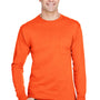 Hanes Mens Workwear UPF 50+ Long Sleeve Crewneck T-Shirt w/ Pocket - Safety Orange