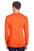 Hanes W120 Mens Workwear UPF 50+ Long Sleeve Crewneck T-Shirt w/ Pocket Safety Orange Model Back