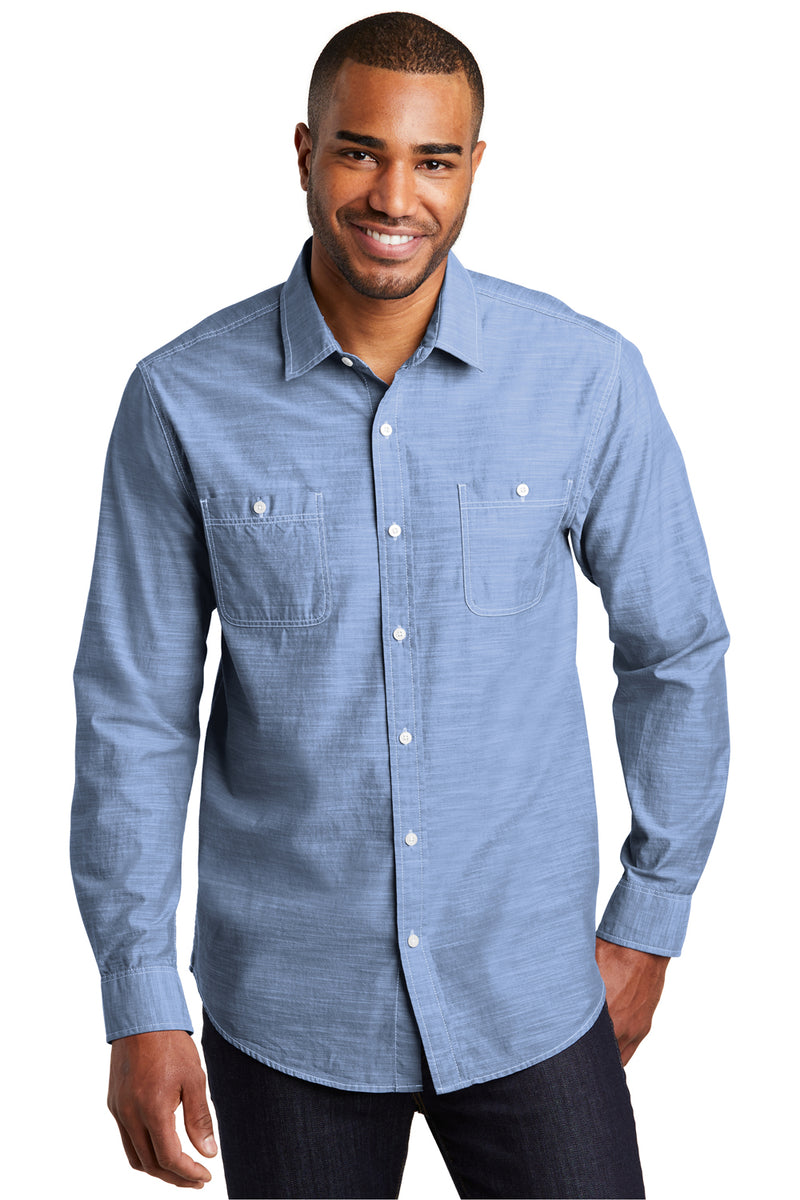 The Kooples Fitted Chambray Button Up Shirt Long Sleeve 2024 Collared Blue Large