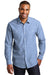 Port Authority W380 Mens Slub Chambray Long Sleeve Button Down Shirt w/ Double Pockets Light Blue Model Front