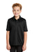 Port Authority Y540 Youth Silk Touch Performance Moisture Wicking Short Sleeve Polo Shirt Black Model Front