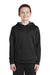 Sport-Tek YST235 Youth Sport-Wick Moisture Wicking Fleece Hooded Sweatshirt Hoodie Black/Dark Smoke Grey Model Front