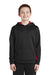 Sport-Tek YST235 Youth Sport-Wick Moisture Wicking Fleece Hooded Sweatshirt Hoodie Black/Deep Red Model Front