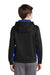 Sport-Tek YST235 Youth Sport-Wick Moisture Wicking Fleece Hooded Sweatshirt Hoodie Black/True Royal Blue Model Back