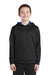 Sport-Tek YST235 Youth Sport-Wick Moisture Wicking Fleece Hooded Sweatshirt Hoodie Black/True Royal Blue Model Front