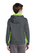 Sport-Tek YST235 Youth Sport-Wick Moisture Wicking Fleece Hooded Sweatshirt Hoodie Dark Smoke Grey/Lime Shock Green Model Back