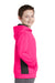 Sport-Tek YST235 Youth Sport-Wick Moisture Wicking Fleece Hooded Sweatshirt Hoodie Neon Pink/Black Model Side