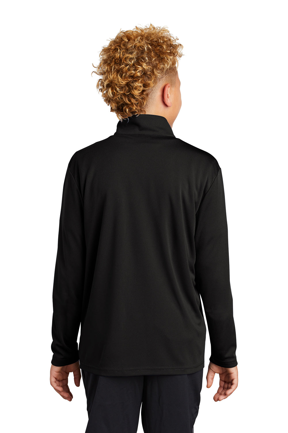 Sport-Tek YST357 Youth Competitor Moisture Wicking 1/4 Zip Sweatshirt Black Model Back