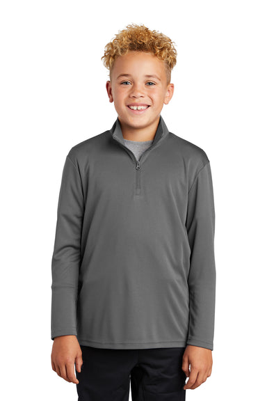 Sport-Tek YST357 Youth Competitor Moisture Wicking 1/4 Zip Sweatshirt Concrete Grey Model Front