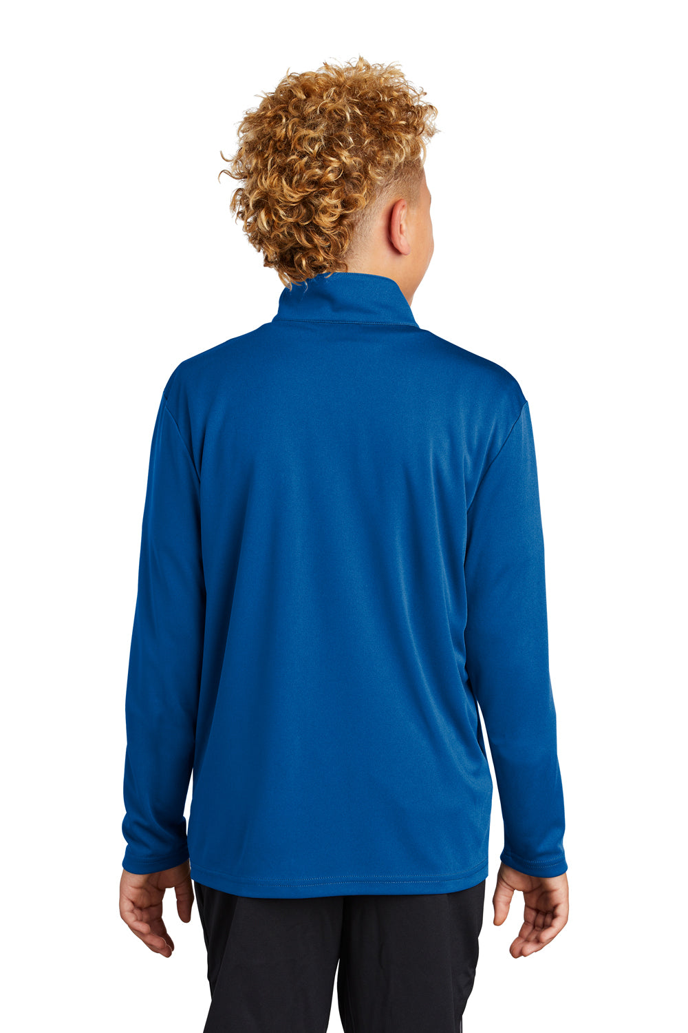 Sport-Tek YST357 Youth Competitor Moisture Wicking 1/4 Zip Sweatshirt True Royal Blue Model Back