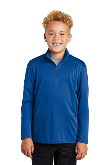 Sport-Tek YST357 Youth Competitor Moisture Wicking 1/4 Zip Sweatshirt True Royal Blue Model Front