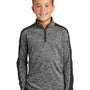 Sport-Tek Youth Electric Heather Moisture Wicking 1/4 Zip Sweatshirt - Black Electric/Black