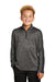 Sport-Tek YST397 Youth Electric Heather Moisture Wicking 1/4 Zip Sweatshirt Grey Black Electric/Black Model Front