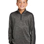 Sport-Tek Youth Electric Heather Moisture Wicking 1/4 Zip Sweatshirt - Grey Black Electric/Black