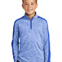 Sport-Tek Youth Electric Heather Moisture Wicking 1/4 Zip Sweatshirt - True Royal Blue Electric/True Royal Blue