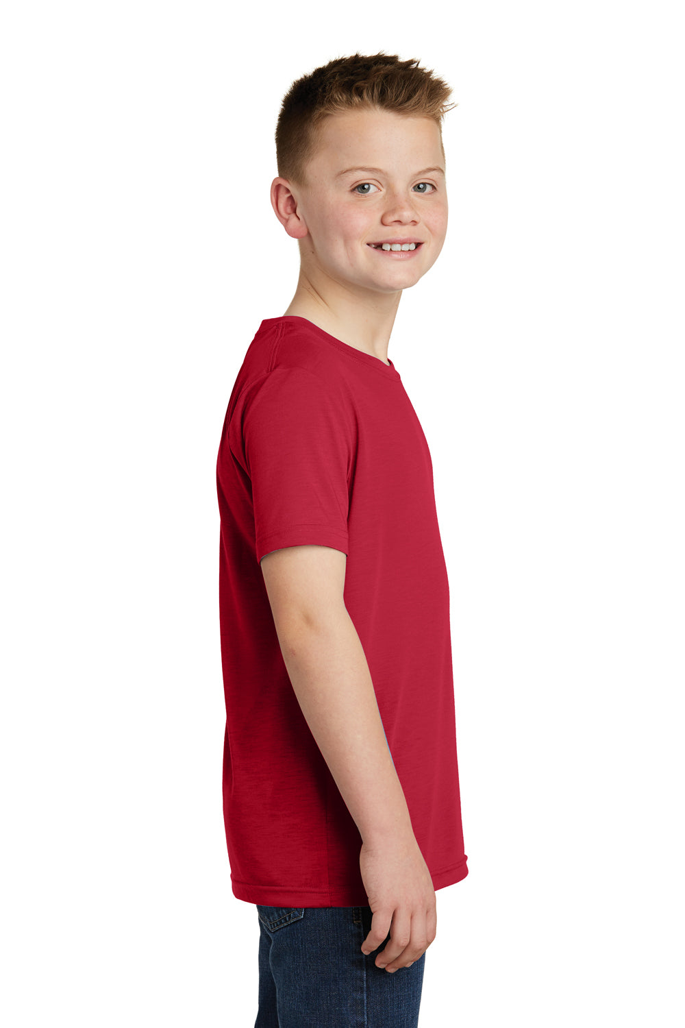 Sport-Tek YST450 Youth Competitor Moisture Wicking Short Sleeve Crewneck T-Shirt Deep Red Model Side