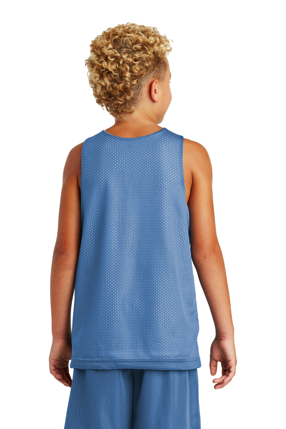 Sport-Tek YST500 Youth Reversible Mesh Moisture Wicking Tank Top Carolina Blue Model Back