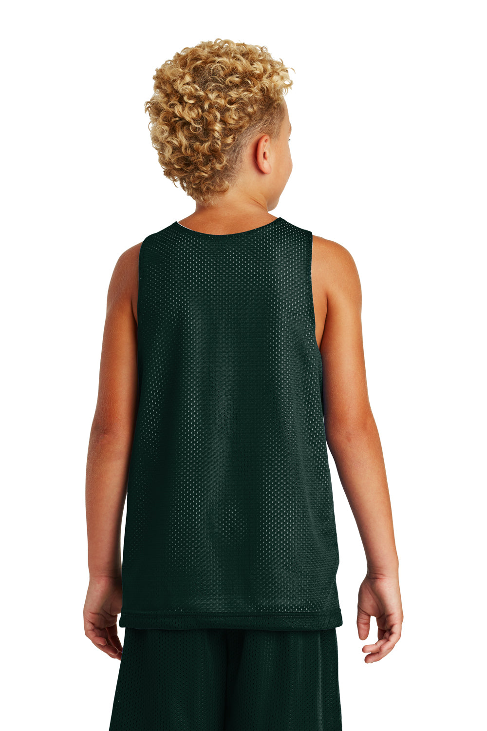 Sport-Tek YST500 Youth Reversible Mesh Moisture Wicking Tank Top Forest Green Model Back