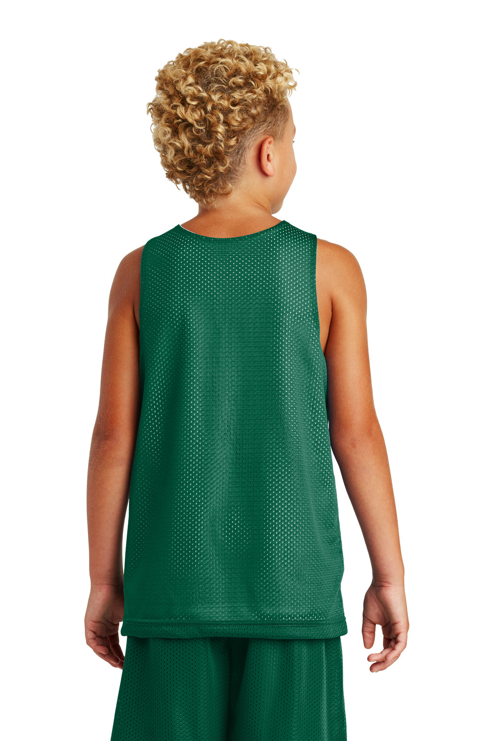 Sport-Tek YST500 Youth Reversible Mesh Moisture Wicking Tank Top Kelly Green Model Back