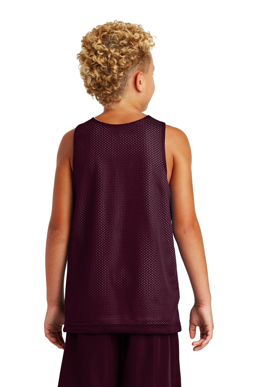 Sport-Tek YST500 Youth Reversible Mesh Moisture Wicking Tank Top Maroon Model Back