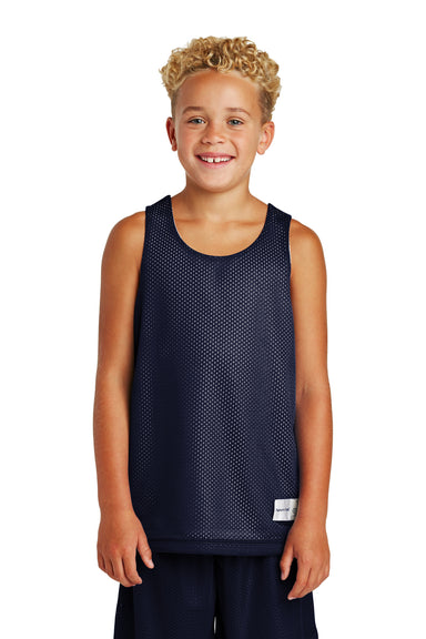 Sport-Tek YST500 Youth Reversible Mesh Moisture Wicking Tank Top True Navy Blue Model Front