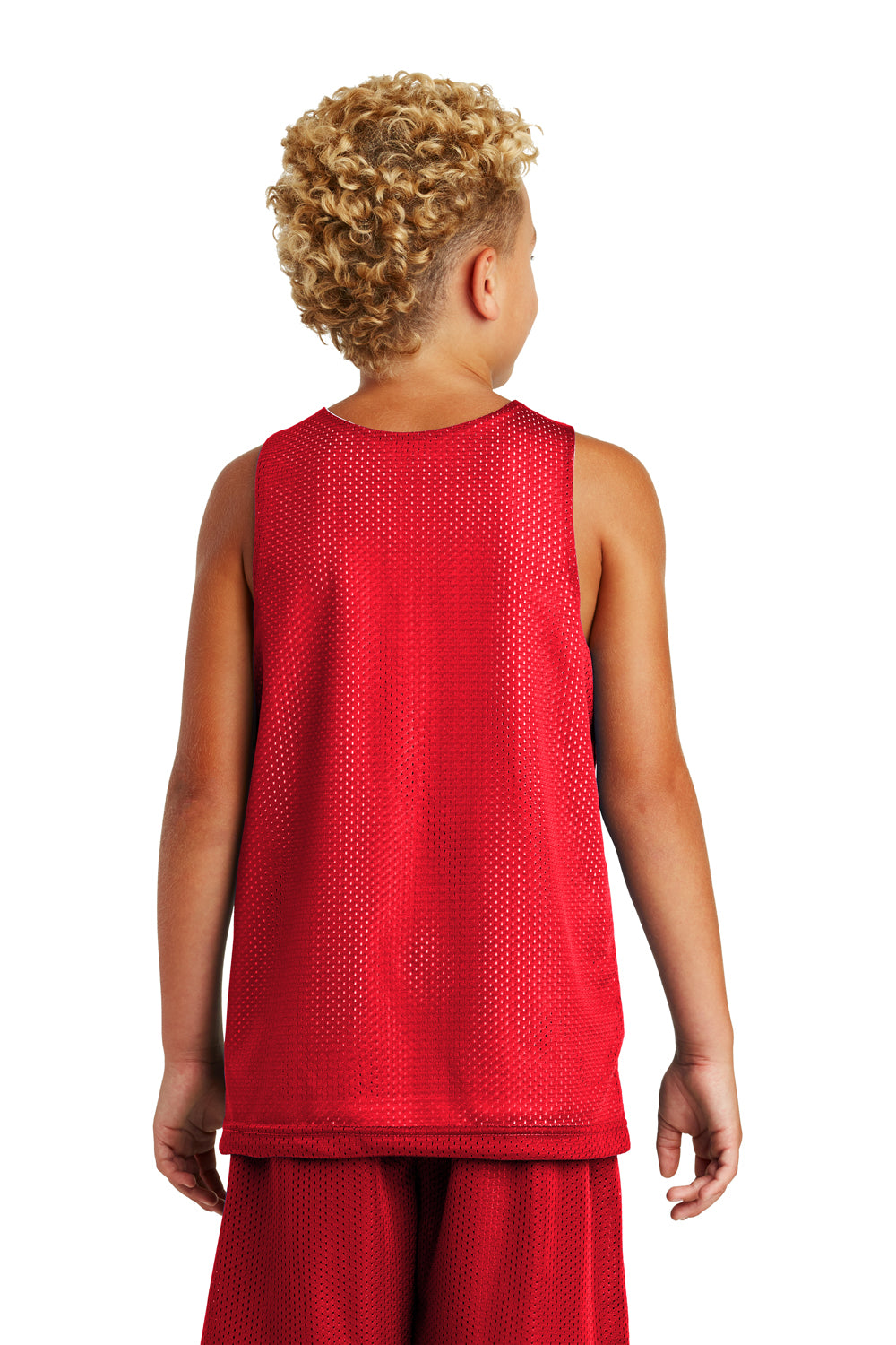 Sport-Tek YST500 Youth Reversible Mesh Moisture Wicking Tank Top True Red Model Back