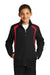 Sport-Tek YST60 Youth Water Resistant Full Zip Jacket Black/True Red Model Front