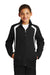 Sport-Tek YST60 Youth Water Resistant Full Zip Jacket Black/White Model Front