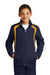 Sport-Tek YST60 Youth Water Resistant Full Zip Jacket True Navy Blue/Gold Model Front