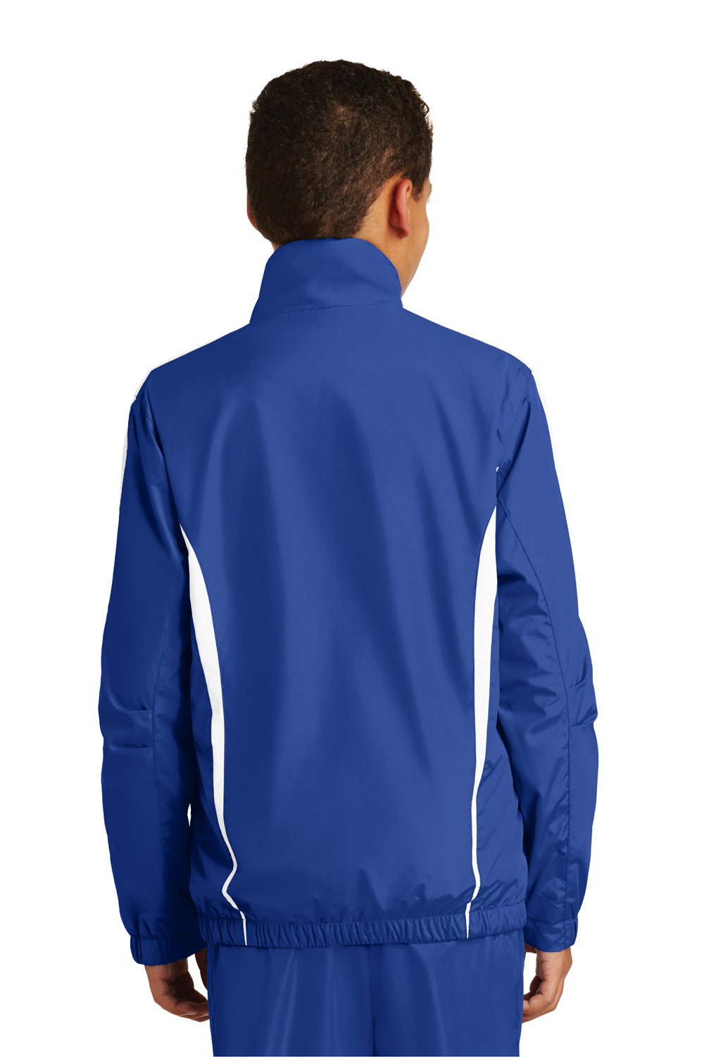 Sport-Tek YST60 Youth Water Resistant Full Zip Jacket True Royal Blue/White Model Back