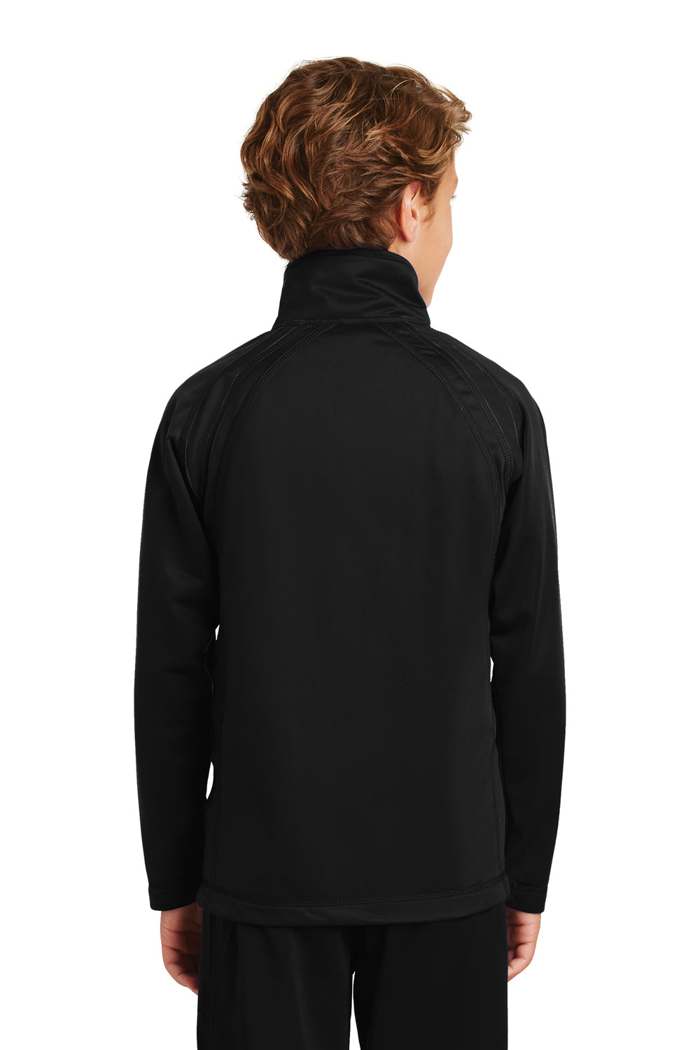 Sport-Tek YST90 Youth Full Zip Track Jacket Black Model Back