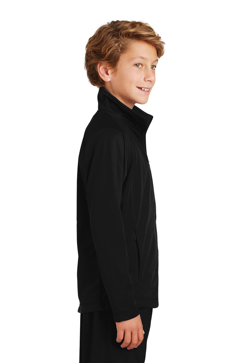 Sport-Tek YST90 Youth Full Zip Track Jacket Black Model Side