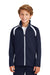 Sport-Tek YST90 Youth Full Zip Track Jacket True Navy Blue/White Model Front