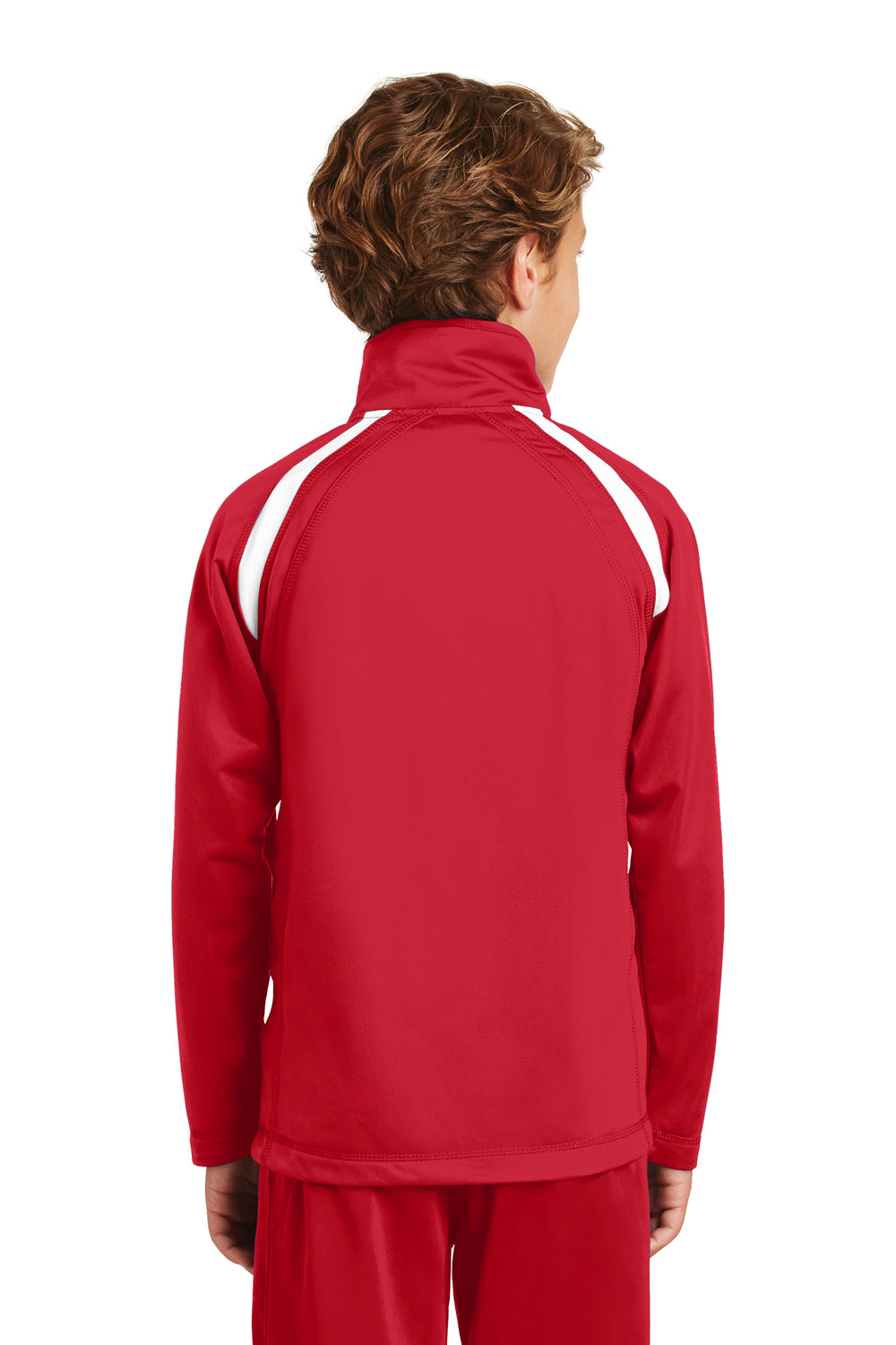 Sport-Tek YST90 Youth Full Zip Track Jacket True Red/White Model Back