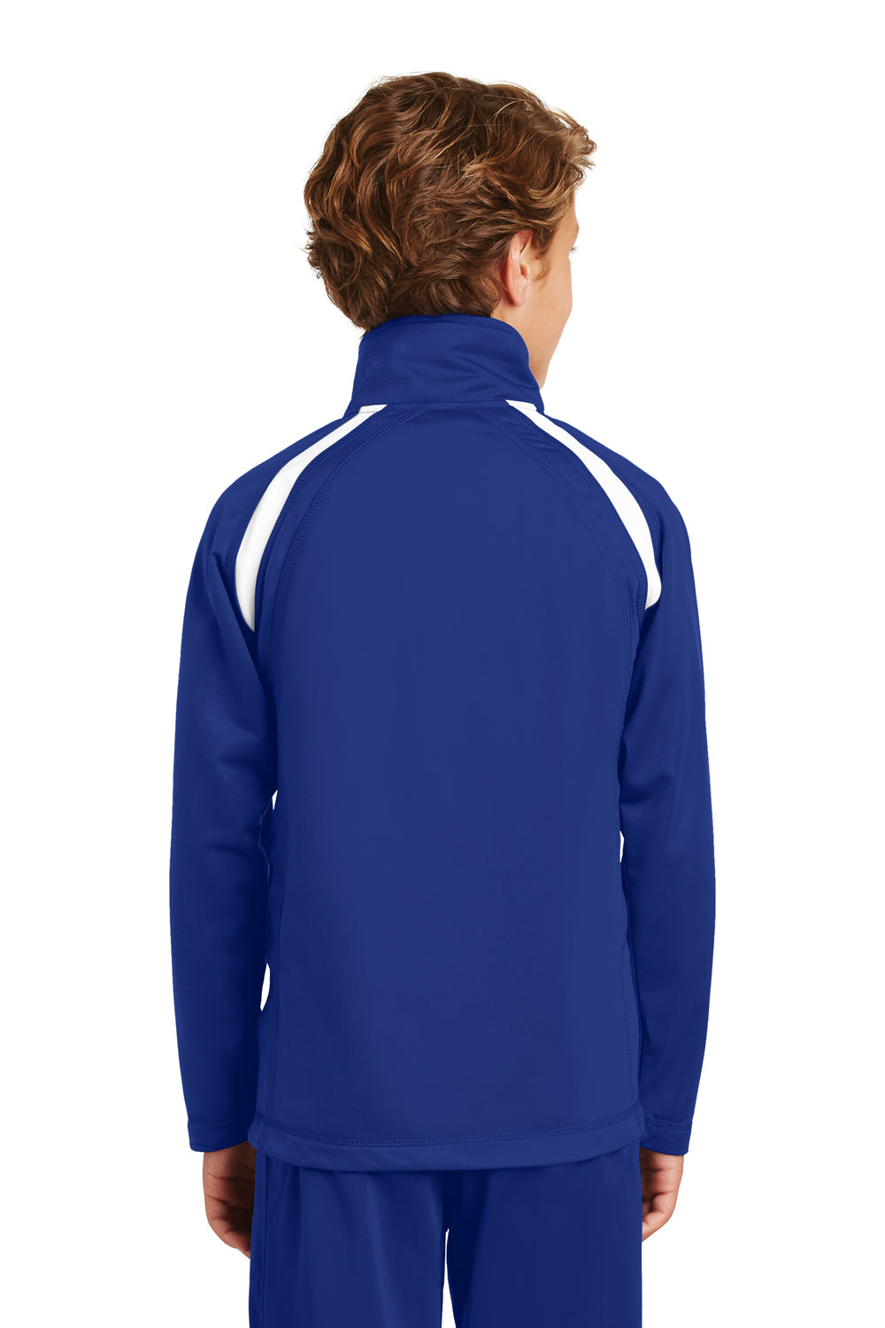 Sport-Tek YST90 Youth Full Zip Track Jacket True Royal Blue/White Model Back