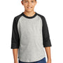 Sport-Tek Youth 3/4 Sleeve Crewneck T-Shirt - Heather Grey/Black