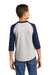 Sport-Tek YT200 Youth 3/4 Sleeve Crewneck T-Shirt Heather Grey/Navy Blue Model Back